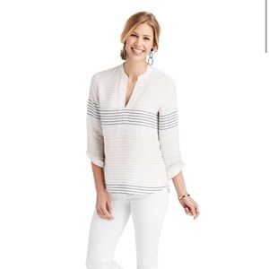 Vineyard Vines Striped White Blouse Medium